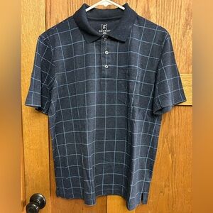George Men's Navy Blue Grid Polo Shirt EUC